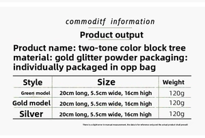 Detailed size specifications for glitter mini tabletop Christmas tree decorations