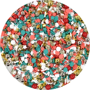 Christmas slime decoration kit with festive stars, trees, and colorful clay beads