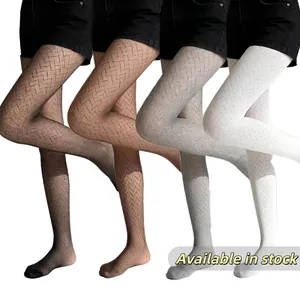 Women Vintage Geometric Pattern Fishnet Pantyhose Nylon Thin Breathable Zigzag Herringbone Sexy Tights Retro Hosiery