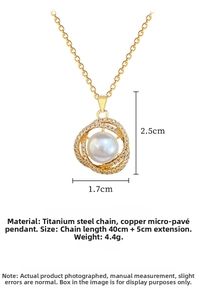 Detailed view of bird nest pearl pendant with dimensions 1.7cm x 2.5cm and 40cm chain