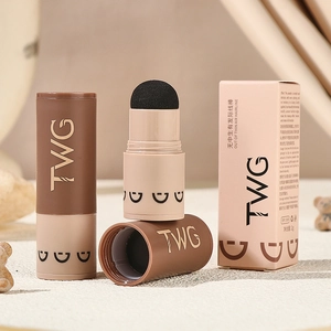 Dual-tone hairline contour stick with sponge applicator and compact packaging box