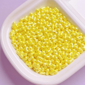 Glossy bright yellow peanut-shaped acrylic loose beads for DIY jewelry and phone chains