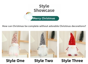 Three sequined Christmas gnomes with glowing LED lights in pink, grey and red colors