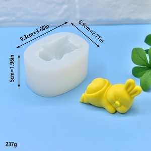 Detail view of rabbit silicone mold with dimensions 9.3x6.9x5cm for DIY soap and candles