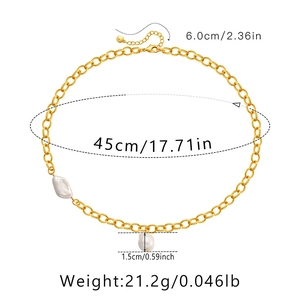 Detailed size chart for baroque pearl necklace with length and weight measurements