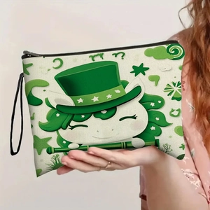 Handgehaltene Kosmetiktasche zum St. Patrick's Day mit Einhorn-Design und Trageschlaufe