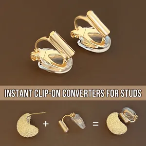Adjustable Earring Clip Converter Copper Metal Spiral Non Pierced Adapter With Comfort Silicone Pad For Women Minimalist Jewelry