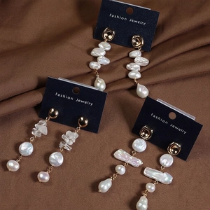Baroque freshwater pearl drop earrings with 925 silver needles and gold-plated finish
