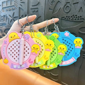 Creative Lucky Duck magnetic bead drawing board keychain in four vibrant colors