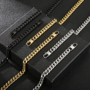 Classic stainless steel Cuban link necklaces in black, gold, and silver finish