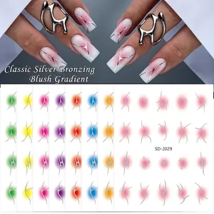 Nail Art Stickers Blush Gradient Hot Silver Y2K Style Stars Hearts Aura Manicure Decoration Fashion Trendy