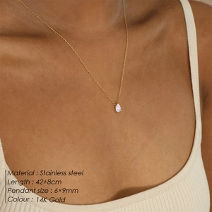Collier minimaliste en acier inoxydable doré 14K avec pendentif pierre de naissance zircon