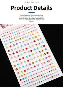 Détails de gemmes de visage en acrylique autocollantes multicolores de formes variées