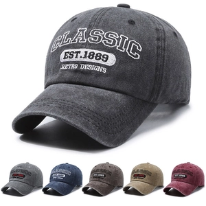 Retro Washed Cotton Baseball Cap Distressed Embroidered Hat Classic Adjustable Sunshade Outdoor Casual Unisex