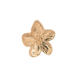 Three-piece set of golden metallic geometric flower open rings with brushed texture