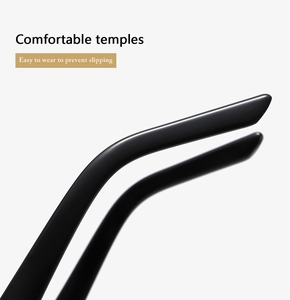 Detail of ergonomic black glasses temples with comfortable anti-slip design for secure fit