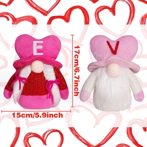 Valentine's Day gnomes with LOVE letters, red and pink plush dolls, height 17cm