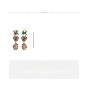 Detailed size and weight specs for vintage palace style earrings with floral and heart motifs