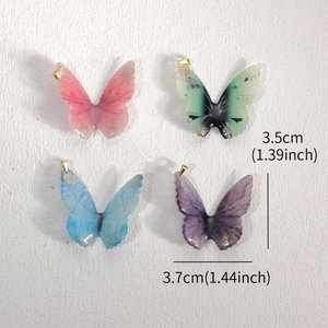 DIY resin butterfly pendants with gold foil in pink green blue and purple colors