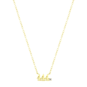 Angel Number 444 Pendant Necklace 925 Sterling Silver Gold Plated With Zircon Lucky Jewelry Gift For Women