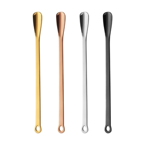 Set of four colorful 304 stainless steel long handle coffee mixing spoons in elegant finish