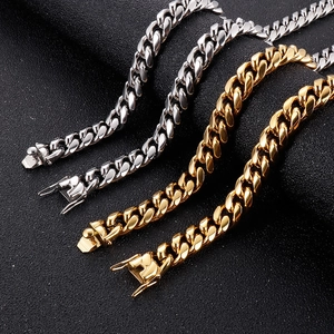 Cuban Link Chain Necklace And Bracelet Stainless Steel Hip Hop Streetwear Punk Jewelry For Men Heavy Duty Polished Metal