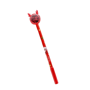 Christmas reindeer pen with red sequins ball and Merry Christmas print on white background
