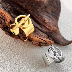 Elegant 18K gold and silver stainless steel wide bands with T-bar OT toggle clasp design