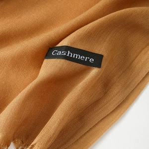 Brown cashmere scarf for winter with a soft texture and professional cashmere brand label