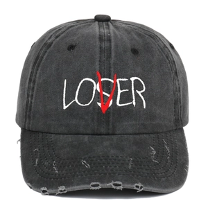 Baseball Cap Washed Cotton Loser Lover Letter Embroidery Distressed Vintage Street Style Adjustable Sun Hat