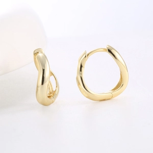 Minimalist 14K gold plated S925 silver asymmetric hollow twist earrings for women