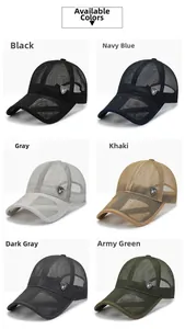 Six colors of men's breathable mesh baseball caps for summer outdoor sun protection