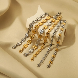 Hip hop coffee bean link bracelets in gold and silver finish for women fashion