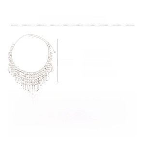 Detailed size chart for the multi-layer silver fringe waist chain with iron link chain