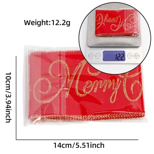 Red velvet Christmas ribbon with gold Merry lettering for festive tree and gift decoration