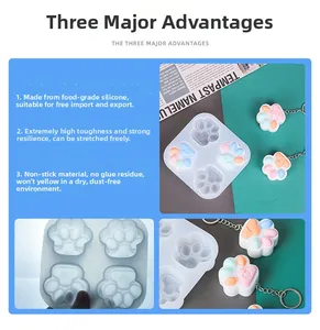 Macro detail of food-grade cat paw silicone resin mold with flexible texture