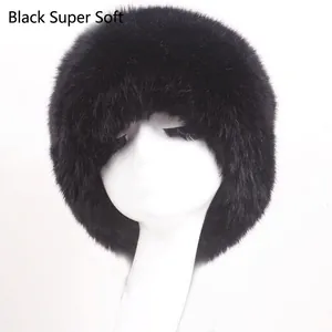 Detail of super soft black faux fur hat showing fluffy texture on a mannequin head