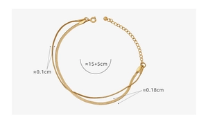 Detail of double-layer gold titanium steel snake chains with 15+5cm length measurements
