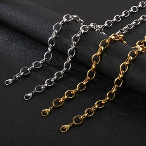 Chunky hip-hop stainless steel O-chain necklaces in vacuum-plated gold and silver finish