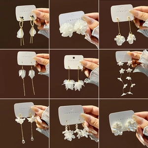 Floral Petal Fringe Earrings With 925 Sterling Silver Earring Post Alloy Faux Artificial Pearl Elegant Romantic Accessory For Women