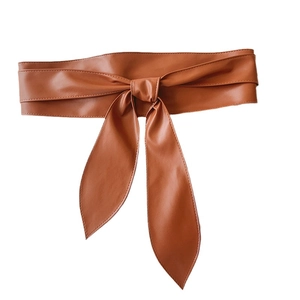 Large ceinture corset en cuir PU caramel avec nœud pour robes et manteaux