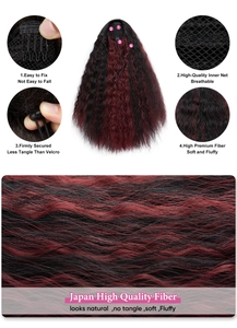 Detail of high-quality yaki drawstring ponytail showing breathable net and wavy fiber
