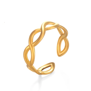 Bague croisée torsadée minimaliste plaquée or 18 carats avec anneau ouvert réglable