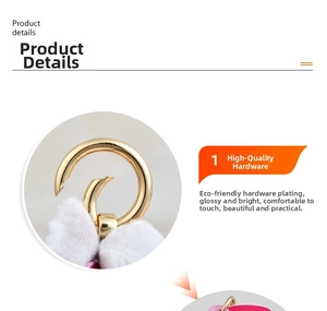 Close-up of golden circular spring buckle with eco-friendly polished plating finish
