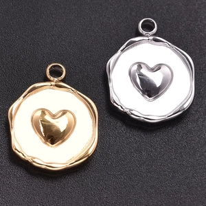 Golden and silver stainless steel heart charm pendants for DIY jewelry making