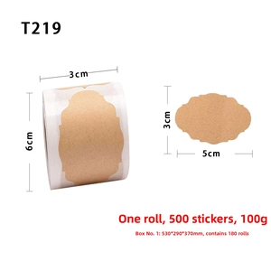 Detailed view of 5x3cm kraft paper adhesive labels roll with wavy oval edges for baking
