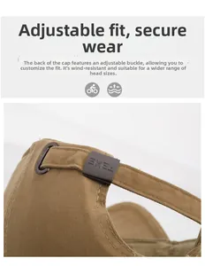 Detail of adjustable metal buckle on brown cotton baseball cap for custom secure fit