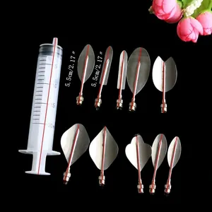 Detailed size guide for 11pcs 3D jelly art tools set with syringe and steel needles