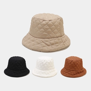 Bucket Hat Women Quilted Padded Autumn Winter Warm Windproof Solid Color Fashion Outdoor Accessory