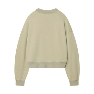 Vue arrière d'un sweat en coton vert olive avec poignets côtelés et coupe décontractée